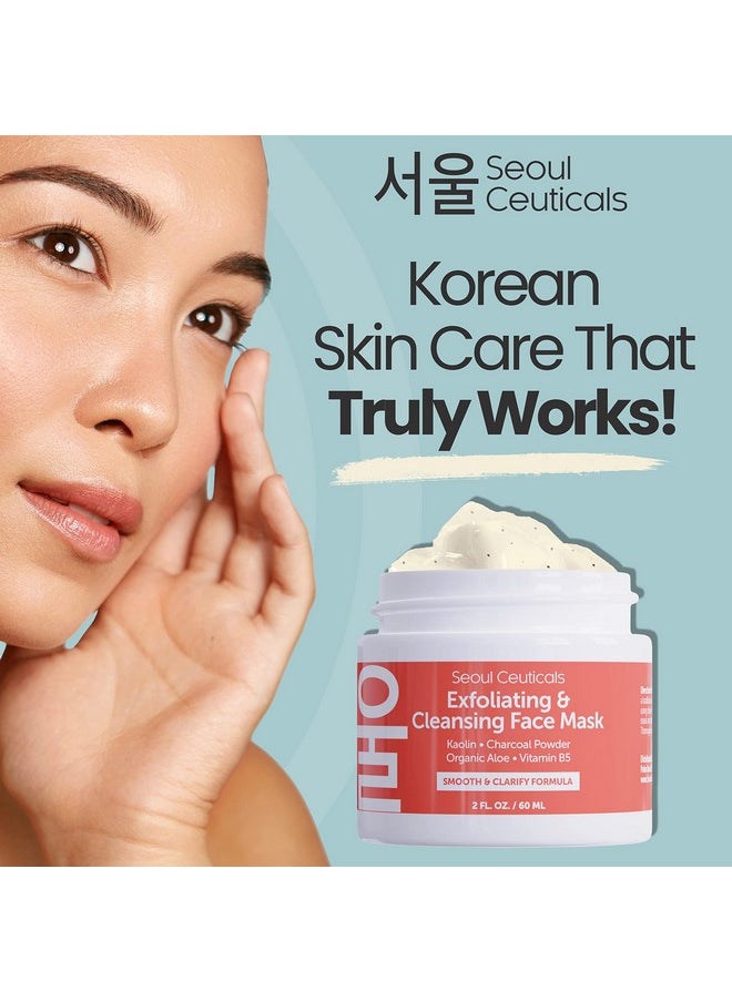 seoulceuticals - Korean Face Scrub Exfoliating Face Mask Skincare K Beauty Mask For Glass Skin Kaolin Clay + Charcoal Cream Exfoliant Mask 2Oz - Image 1