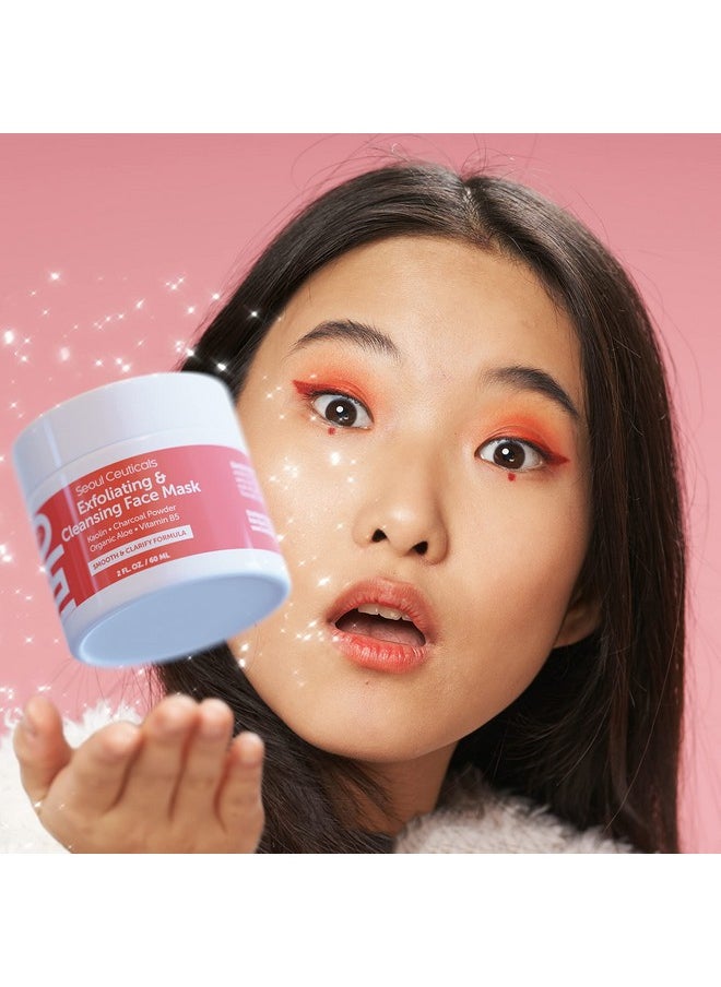 seoulceuticals - Korean Face Scrub Exfoliating Face Mask Skincare K Beauty Mask For Glass Skin Kaolin Clay + Charcoal Cream Exfoliant Mask 2Oz - Image 1