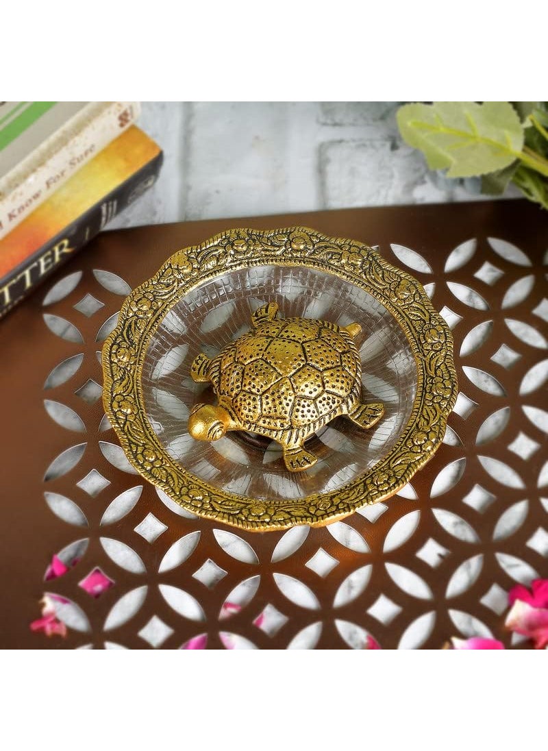 Perpetual - perpetual Metal Tortise for Good Luck for Home - Vastu Purpose Gold Plated Turtle/Kachua Plate is Auspicious, Showpiece for Decoration Fengshui and Best Gift Item - Image 1