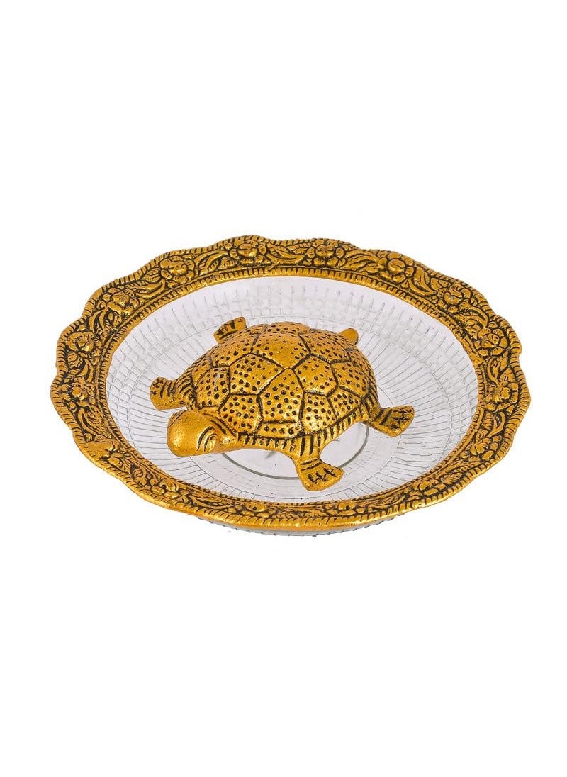 Perpetual - perpetual Metal Tortise for Good Luck for Home - Vastu Purpose Gold Plated Turtle/Kachua Plate is Auspicious, Showpiece for Decoration Fengshui and Best Gift Item - Image 1