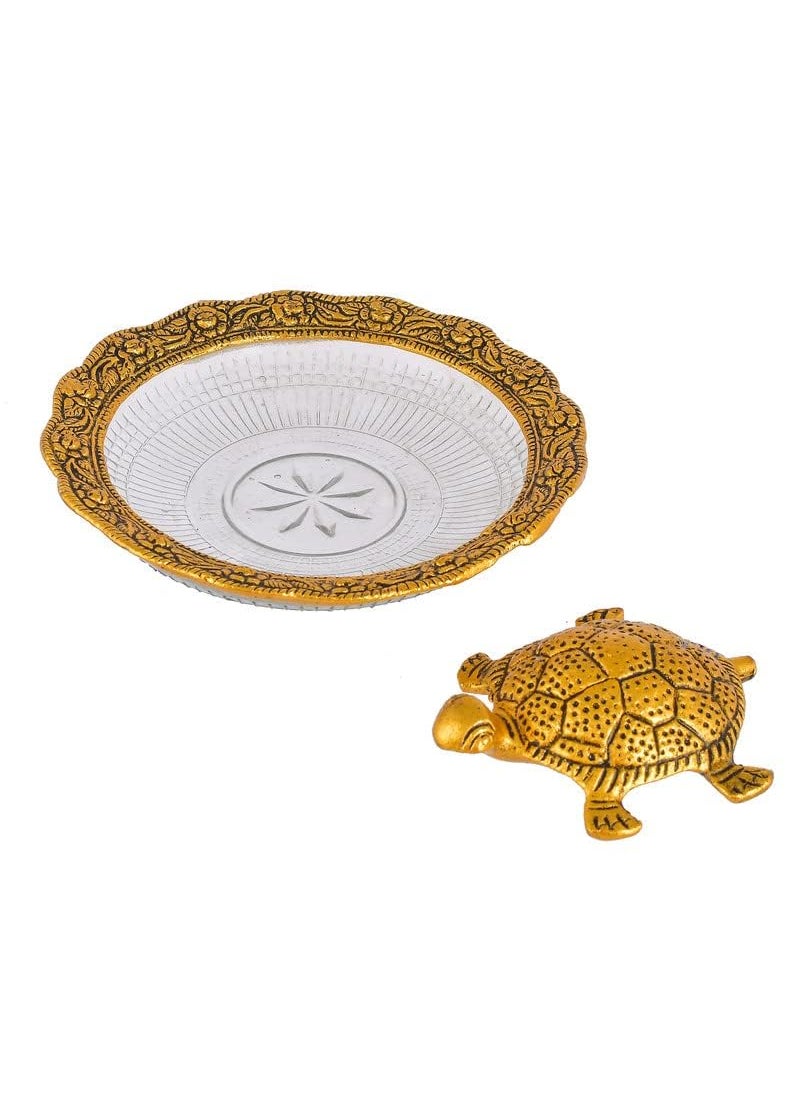 Perpetual - perpetual Metal Tortise for Good Luck for Home - Vastu Purpose Gold Plated Turtle/Kachua Plate is Auspicious, Showpiece for Decoration Fengshui and Best Gift Item - Image 1