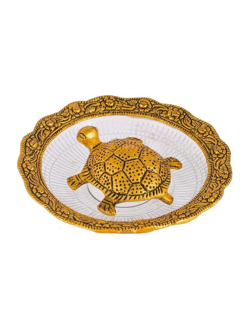 Perpetual - perpetual Metal Tortise for Good Luck for Home - Vastu Purpose Gold Plated Turtle/Kachua Plate is Auspicious, Showpiece for Decoration Fengshui and Best Gift Item - Image 1