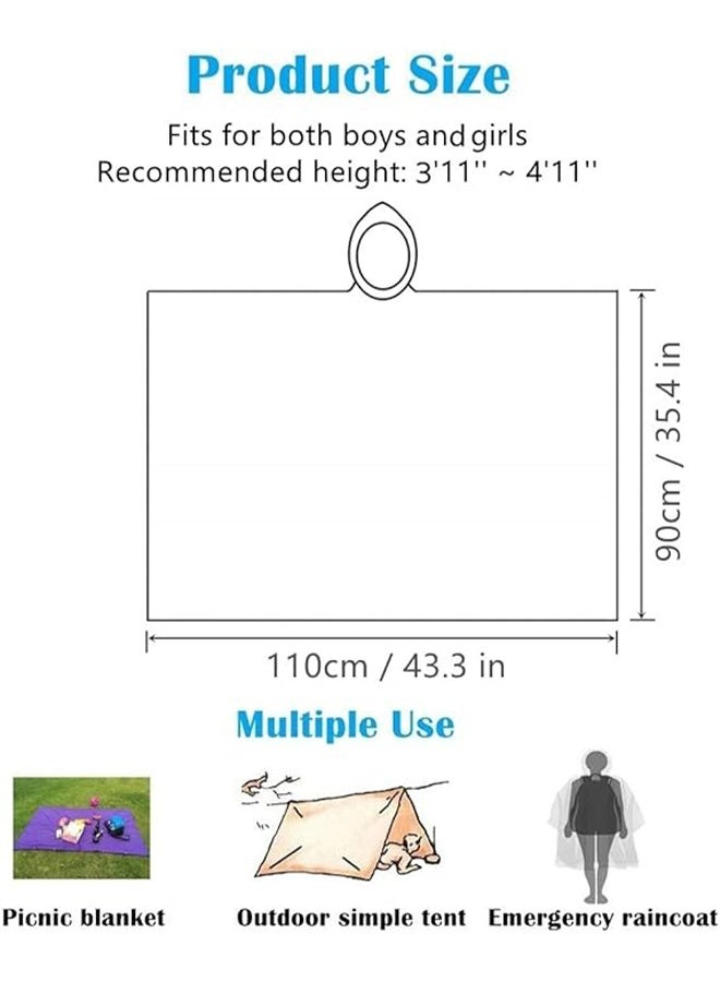 YJ 2 Pack Rain Poncho for Kids, Reusable Rain Ponchos for Boys and Girls, EVA Children Raincoat, Rain Ponchos with Hood, Reusable Rain Coat Jacket, for 6-14 Years Old Kids, Blue, White - Image 3
