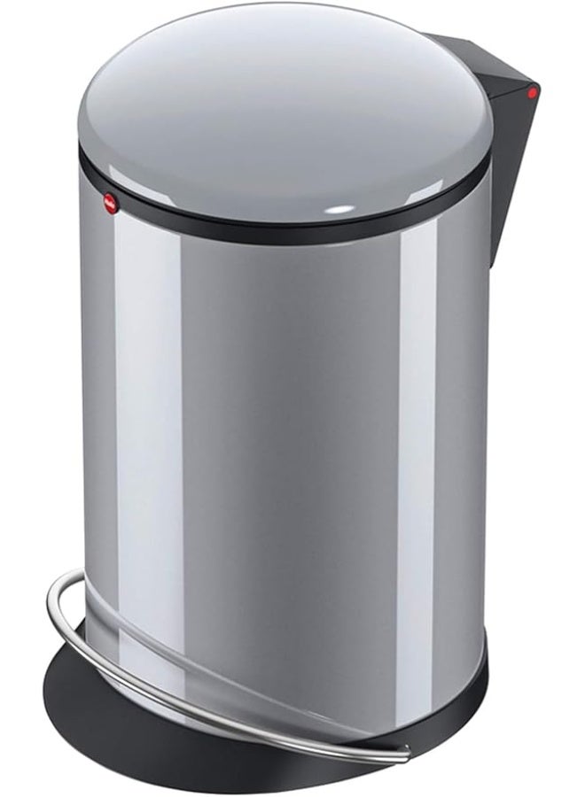Hailo Harmony M Pedal Bin 12 Liters, Kitchen Bin with Lid, Soft-Close Trash Can for Food Waste, Office or Bathroom Use, Compact Waste Bin, Silver, Made in Germany – HLO-0515-020 - Image 5