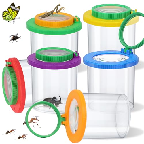 Coopay 6 Pieces Magnifying Insect Box Bug Viewer Critter Insect Cage Container Bug Catcher Cage Jar Collecting Kit for Children Kids Science Nature Exploration Tools - Image 1