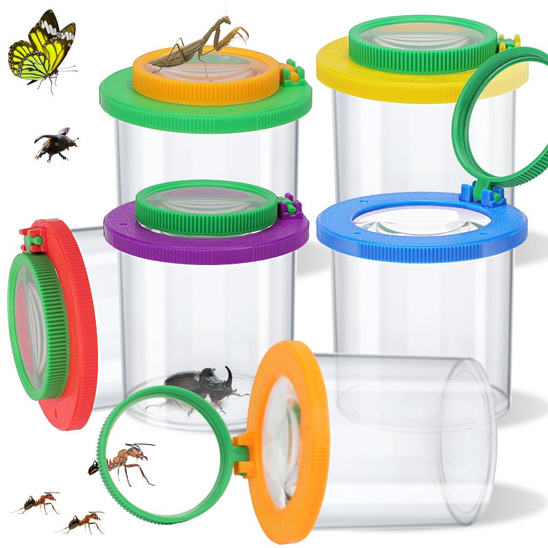 Coopay 6 Pieces Magnifying Insect Box Bug Viewer Critter Insect Cage Container Bug Catcher Cage Jar Collecting Kit for Children Kids Science Nature Exploration Tools - Image 3