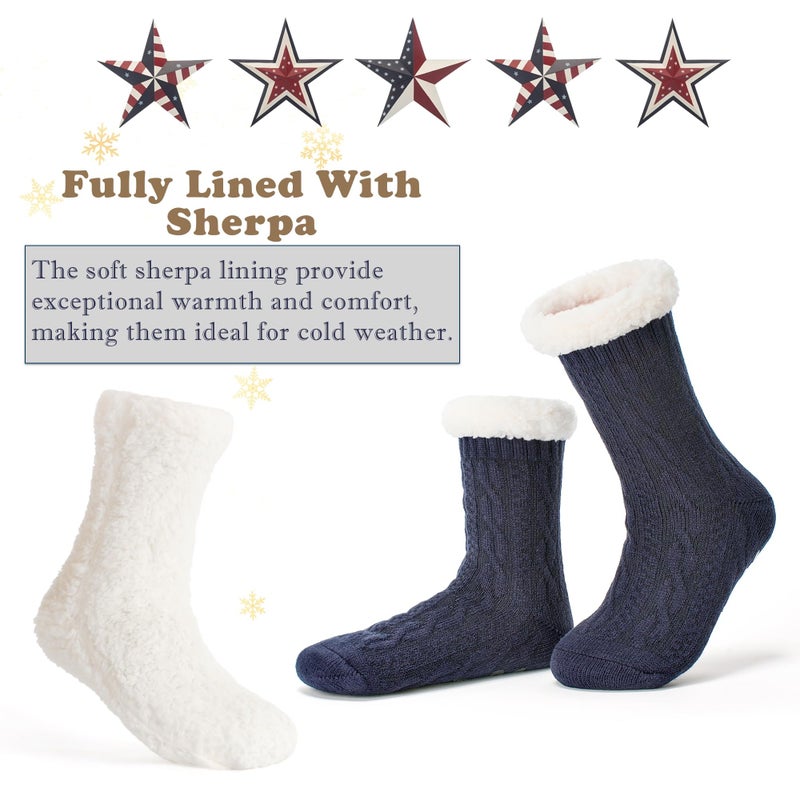 Cozylook Slipper Socks for Women Non Slip Fuzzy Thermal Cabin Socks Winter Warm Stocking Stuffers Size LXL - Image 4