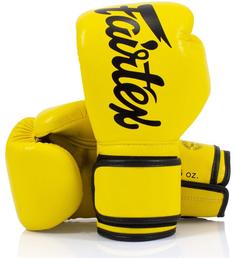 Fairtex BGV14 Muay Thai Boxing Microfibre Gloves for Men Women Kids MMA Gloves Kickboxing Gym Workout Premium Quality Light Weight Shock Absorbent Boxing Gloves Yellow10oz - Image 2