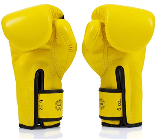 Fairtex BGV14 Muay Thai Boxing Microfibre Gloves for Men Women Kids MMA Gloves Kickboxing Gym Workout Premium Quality Light Weight Shock Absorbent Boxing Gloves Yellow10oz - Image 3