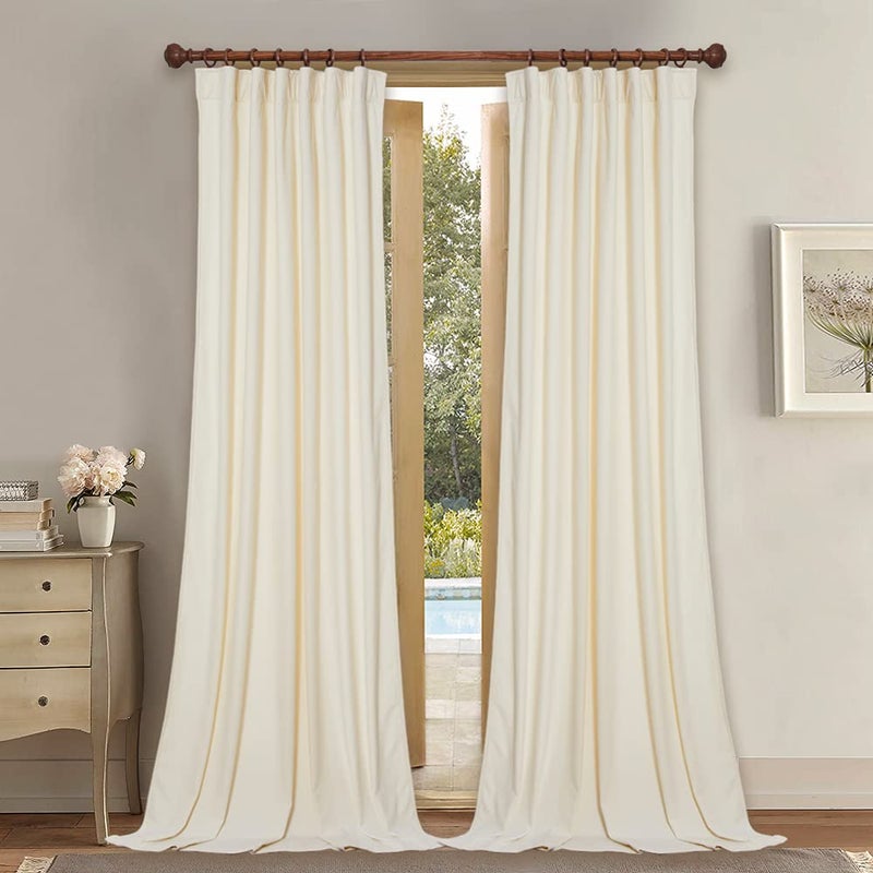 StangH Ivory White Velvet Curtains  96 inches Long Bedroom Privacy Drapes Luxury Home Decoration for Wall Backdrops Room Darkening Window Curtains for NurseryWedding W52 x L96 2 Panels