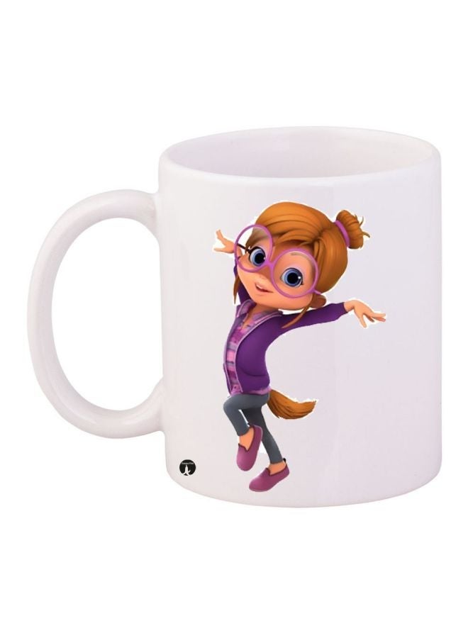 RYN Chipmunks Cartoon Printed Coffee Mug White/Purple/Brown 11ounce