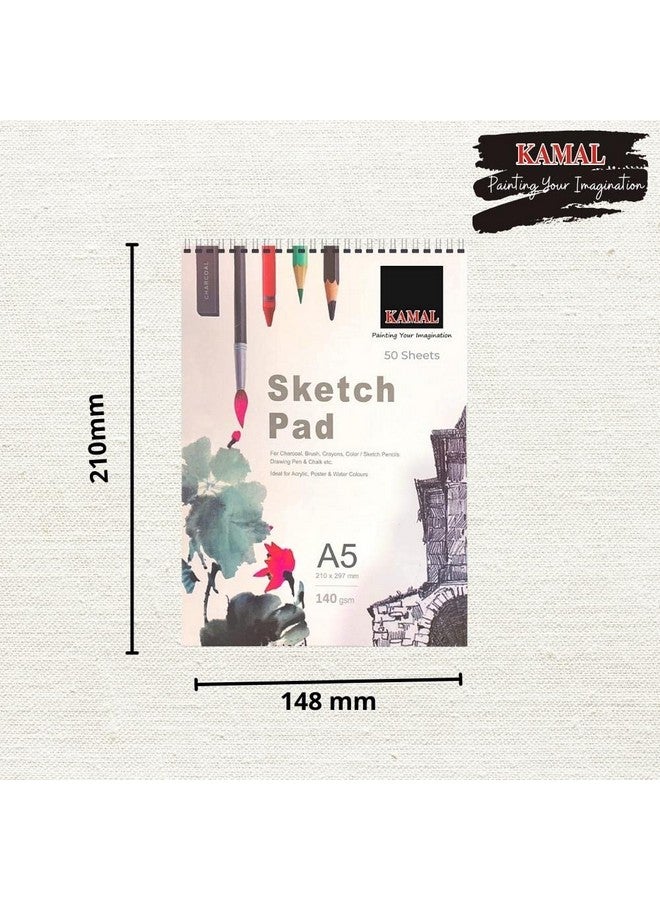 KAMAL Angular/Dagger Brushes with A5 Sketch PAD 140 GSM DOODLING, Painting, Sketching - Oil, Acrylic, Water, Poster Colours - Image 5
