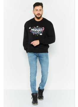 Wrangler Men Crew Neck Graphic Print Long Sleeves Sweatshirt, Black  - Image 2