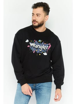 Wrangler Men Crew Neck Graphic Print Long Sleeves Sweatshirt, Black  - Image 1
