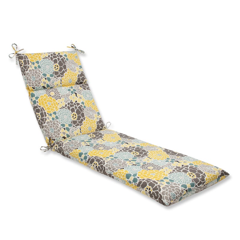 Pillow Perfect Bright Floral IndoorOutdoor Split Back Chaise Lounge Cushion with Ties Plush Fiber Fill Weather and Fade Resistant 725 x 21 BlueTan Lois 1 Count