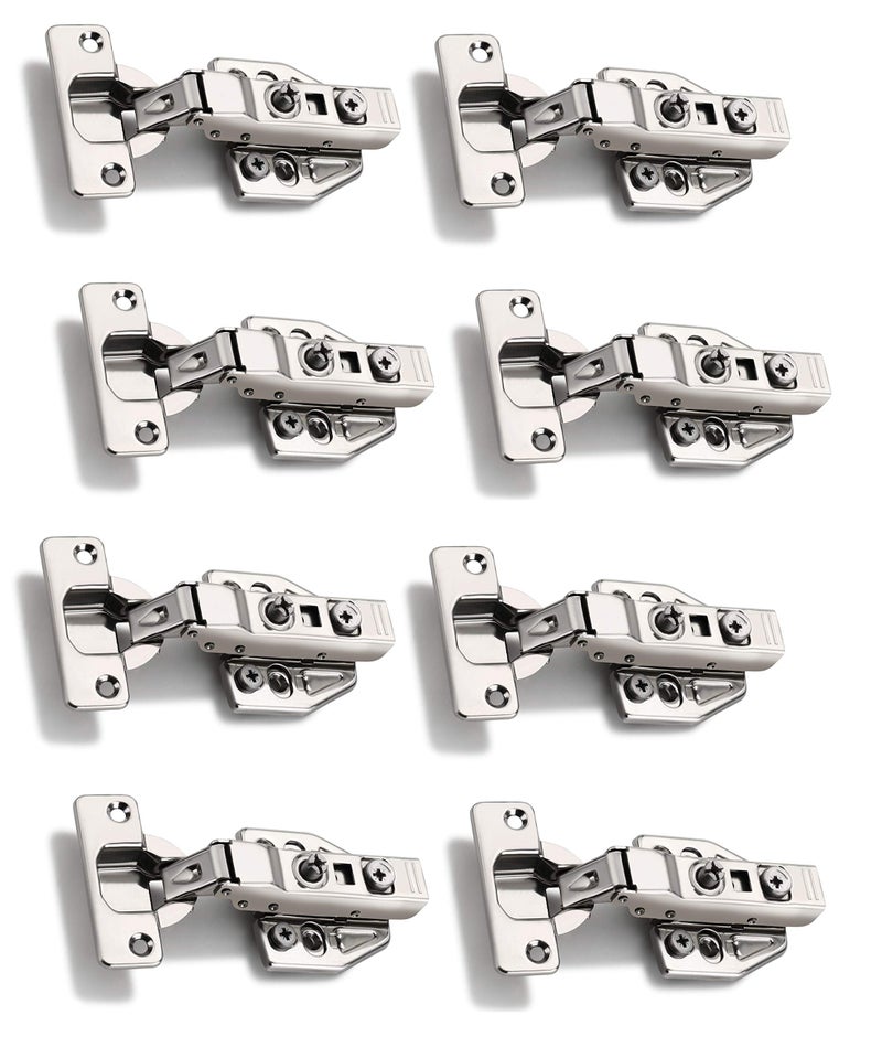 Met Craft Steel Soft Close Clip On 3D Hydraulic Concealed Hinges for Full Overlay Door Pack of 4 Pair (0 Degree Crank,Silver) - Image 1