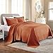 Superior Basketweave Cotton 3 Piece Bedspread Set Home Bed Decor Decorative Textured Bed Spread 2 Pillow Shams Airy Blanket Matelasse Coverlet Bedding Lattice Pattern King Mandarin - Image 2
