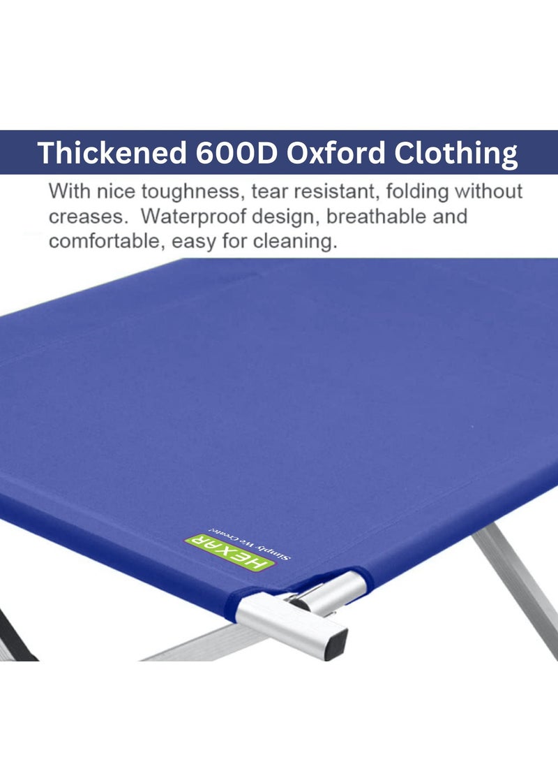 هيكسار سرير تخييم متين ذو طبقتين من قماش أكسفورد القوي مع حقيبة حمل للبالغين والأطفال، سرير تخييم قابل للطي والحمل للسفر، مناسب للمنزل والمكتب والشاطئ والعطلات الخارجية (أزرق) - Image 4