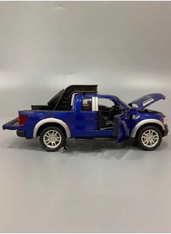 die cast 1/32 Ford Raptor F150 Truck Alloy Diecast Car Model With  Sound, Light, Opened Doors, Pull Back (Blue, No Box)  - Image 2