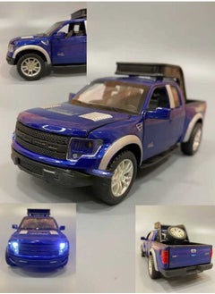 die cast 1/32 Ford Raptor F150 Truck Alloy Diecast Car Model With  Sound, Light, Opened Doors, Pull Back (Blue, No Box)  - Image 1