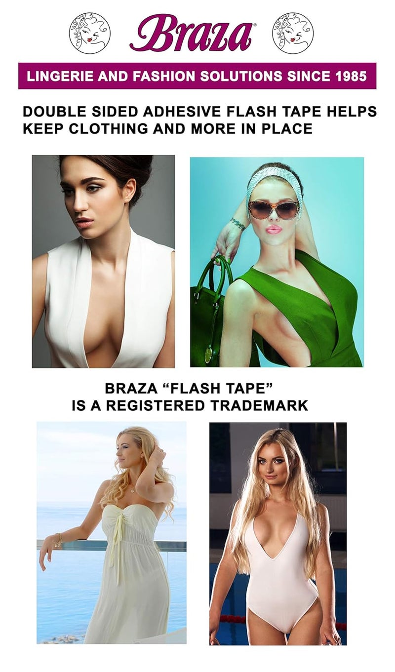 Braza Flash Tape - Double Sided Clear Adhesive Clothing, Fabric and Body Tape - 60 ft - Image 4