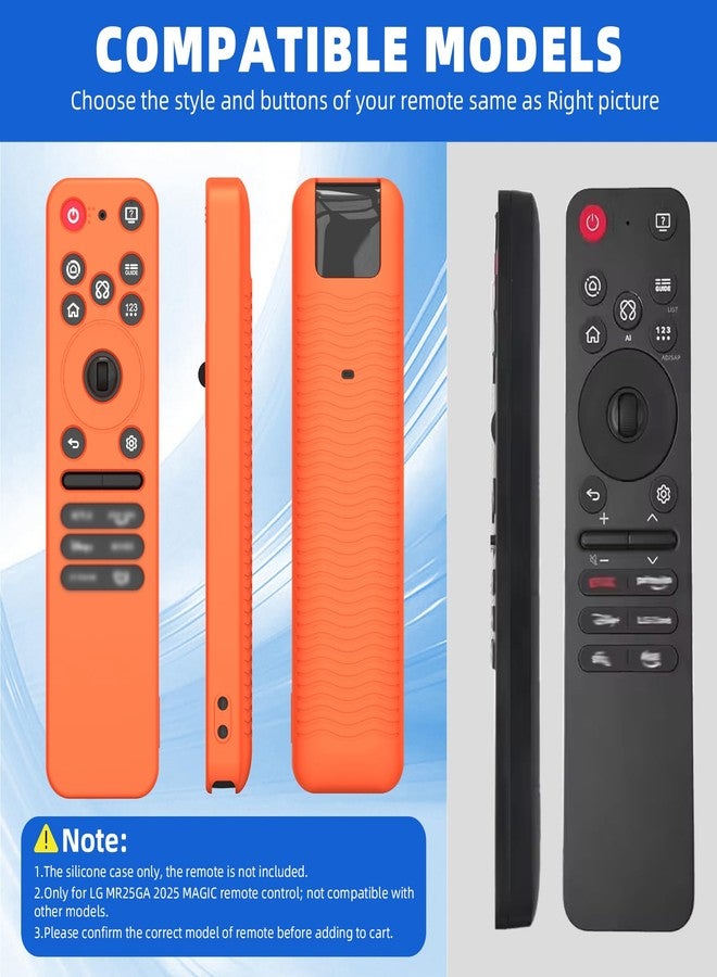 FGERWZ 2-Pack Silicone Remote Case for LG MR25GA Remote(2025), Anti-Slip Shockproof Protective Cover for MR25GA Compatible with 2025 LG OLED Smart TV C5 B5 G5 M5 Series Remote w/Lanyard (Black+Orange) - Image 2