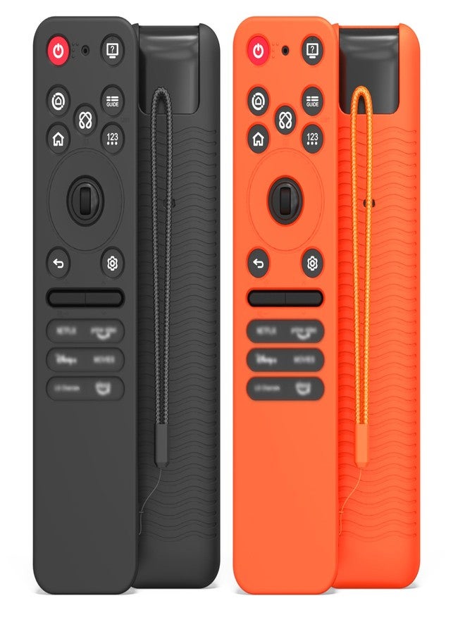 FGERWZ 2-Pack Silicone Remote Case for LG MR25GA Remote(2025), Anti-Slip Shockproof Protective Cover for MR25GA Compatible with 2025 LG OLED Smart TV C5 B5 G5 M5 Series Remote w/Lanyard (Black+Orange) - Image 1