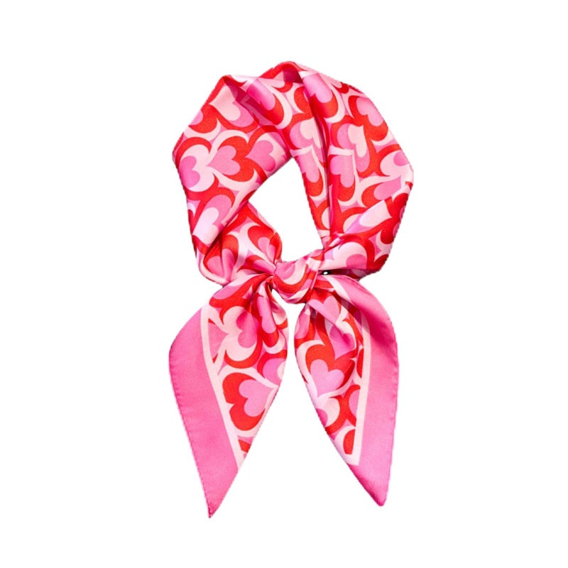 CYian Silk Feeling Scarf for Women Square Scarf Satin Head Scarves Fashion Neck Scarfs for Bag Hair Scarves Gift,Heart Red - Image 1