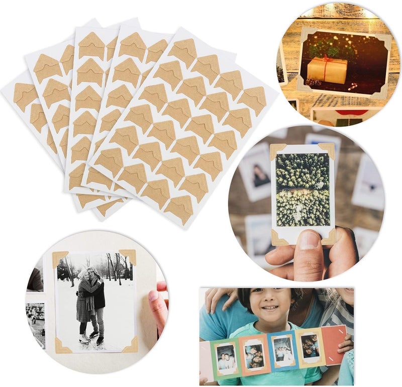 DERAYEE 12 Sheets/288 PCS Photo Corner Stickers, Self-Adhesive Photo Mounting Corners for Scrapbooking Photo Album Diary DIY Craft Paper - Image 5