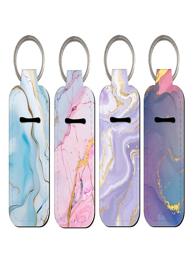 DMLSKY Lip Balm Holder Keychain, Sleeve Pouch for Mini Lipstick, Cute Portable Key Chain Accessories for Lip Balm, Lip Gloss or Lipstick （Colorful Marble） - Image 1