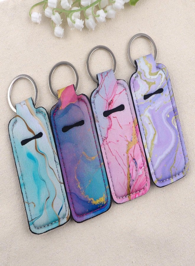 DMLSKY Lip Balm Holder Keychain, Sleeve Pouch for Mini Lipstick, Cute Portable Key Chain Accessories for Lip Balm, Lip Gloss or Lipstick （Colorful Marble） - Image 5