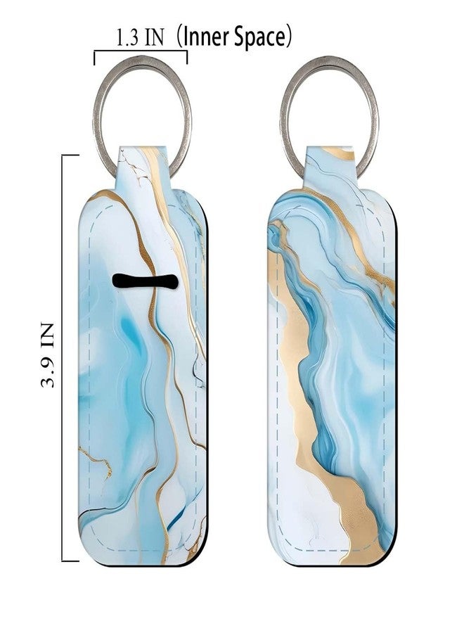 DMLSKY Lip Balm Holder Keychain, Sleeve Pouch for Mini Lipstick, Cute Portable Key Chain Accessories for Lip Balm, Lip Gloss or Lipstick （Colorful Marble） - Image 4