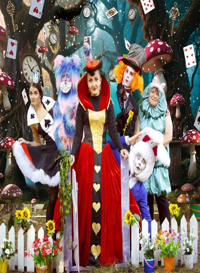 Cenven Halloween Enchanted Forest Backdrop Wonderland Tea Party Checkerboard Mushroom Photography Background Kids Birthday Baby Shower Halloween Family Party Banner Decorations 7x5FT - Image 3