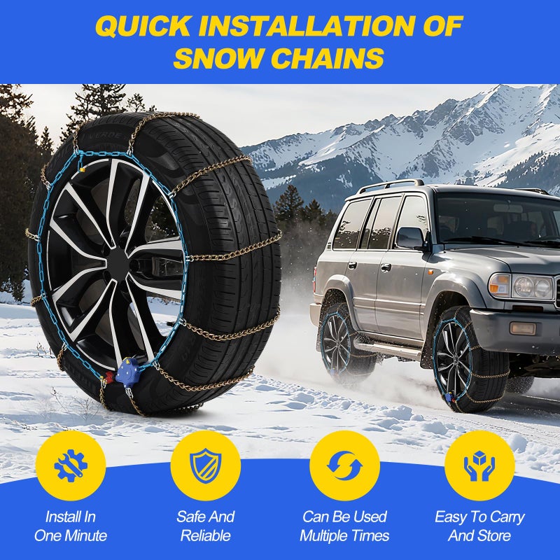 Artizles Auto Tightening Snow Chains for Cars, SUVs & Pickup Trucks â€“ 1-Min Quick-Fit Auto Installation, Reusable Universal Emergency Traction Tire Chains â€“ Set of 2ï¼ˆALN140ï¼‰ - Image 2