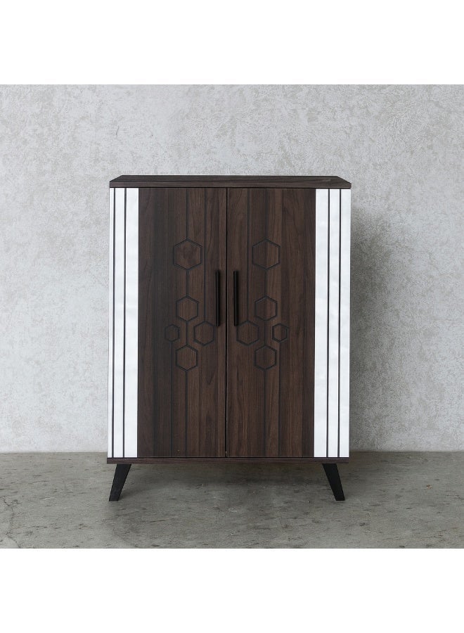 Baity 5-Tier Malaysian Wood 2-Door Shoe Cabinet - Dark Brown - Image 1