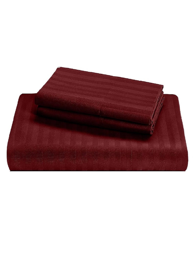 Blueberry Single Size Stripe Bed Sheet Set 100% Cotton Premium Quality 90x190+15cm - Image 1