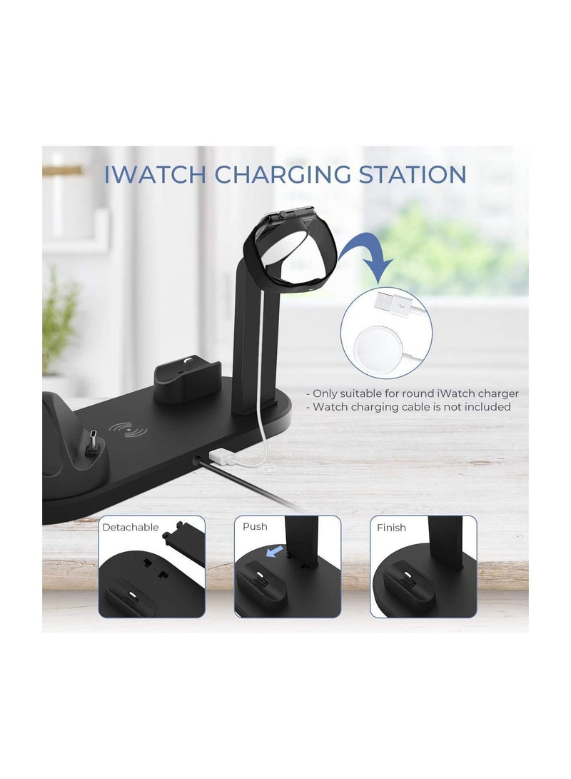 عام شاحن لاسلكي (محول كيو سي 3.0 متضمن) محطة شحن سريعة 3 في 1 15 وات قاعدة شحن متوافقة مع ايربودز اي واتش سيريز ، ايفون 14-11 سيريز / اكس اس / اكس ار / اكس / 8 ؛ سامونج جالاكسي اس 21 / اس 20 الخ - Image 2