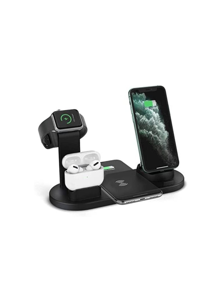 عام شاحن لاسلكي (محول كيو سي 3.0 متضمن) محطة شحن سريعة 3 في 1 15 وات قاعدة شحن متوافقة مع ايربودز اي واتش سيريز ، ايفون 14-11 سيريز / اكس اس / اكس ار / اكس / 8 ؛ سامونج جالاكسي اس 21 / اس 20 الخ - Image 1