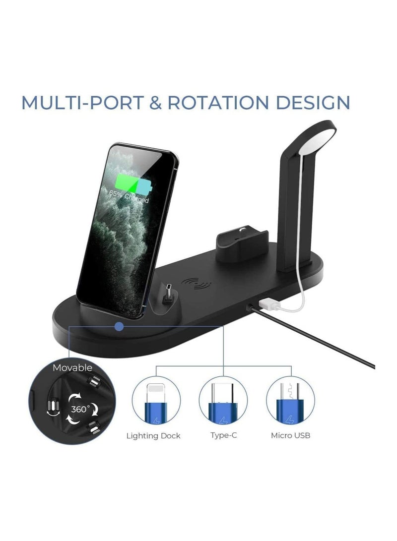 عام شاحن لاسلكي (محول كيو سي 3.0 متضمن) محطة شحن سريعة 3 في 1 15 وات قاعدة شحن متوافقة مع ايربودز اي واتش سيريز ، ايفون 14-11 سيريز / اكس اس / اكس ار / اكس / 8 ؛ سامونج جالاكسي اس 21 / اس 20 الخ - Image 3