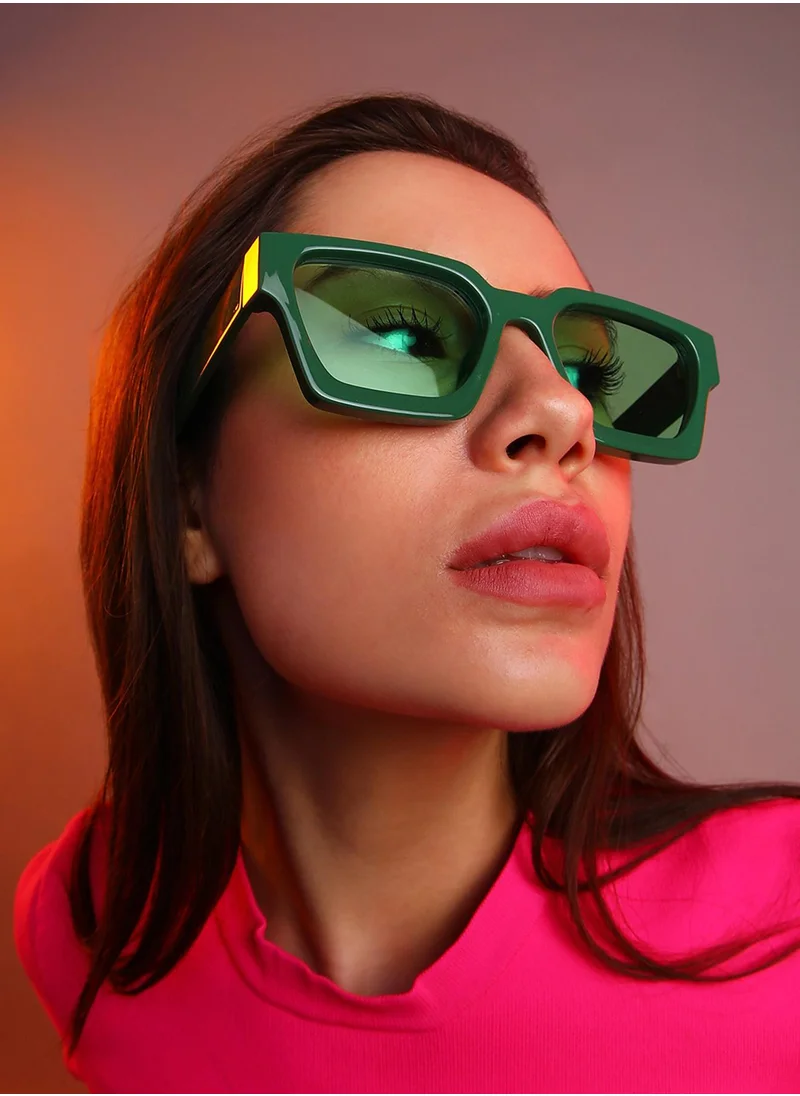 صوص هاوت Chunky Wayfarer Sunglasses - Green