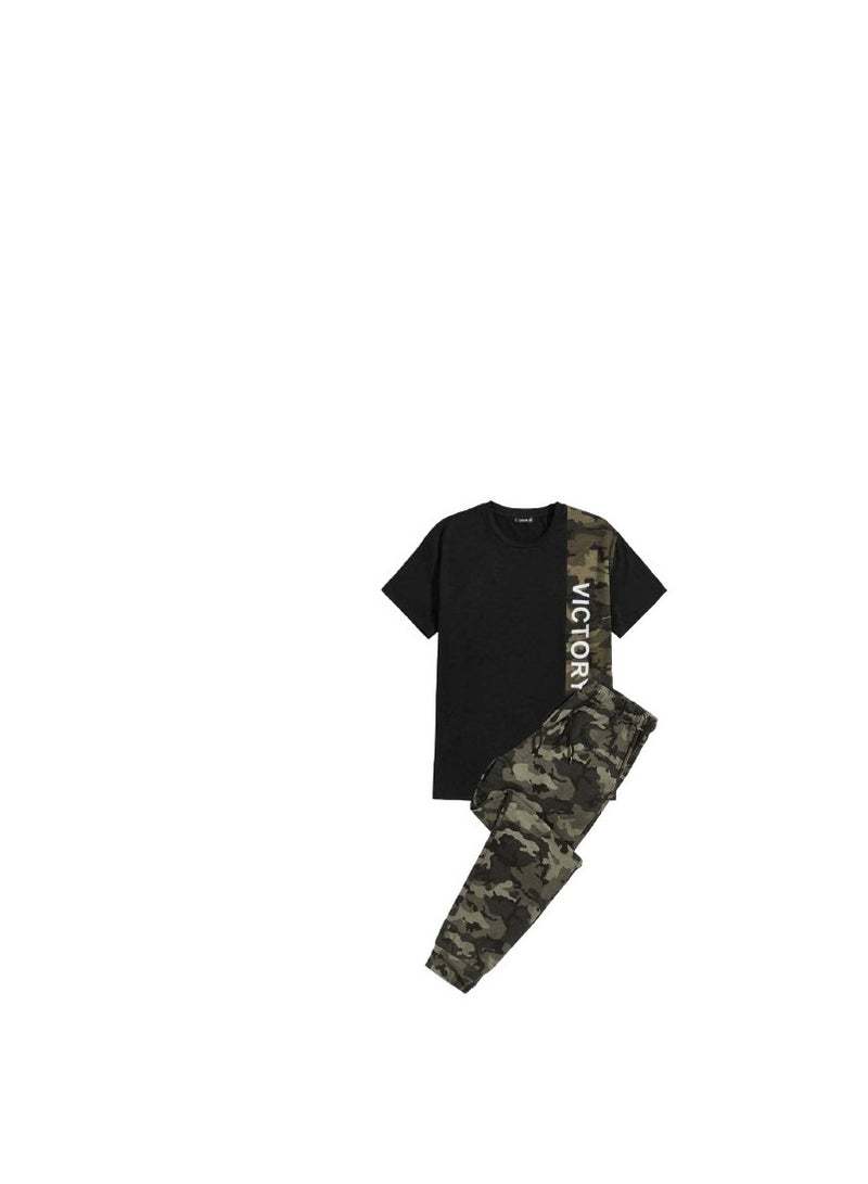 ترنج محير ولادى بنطلون تايجر وتيشرت اسودفي تايجر - Image 2