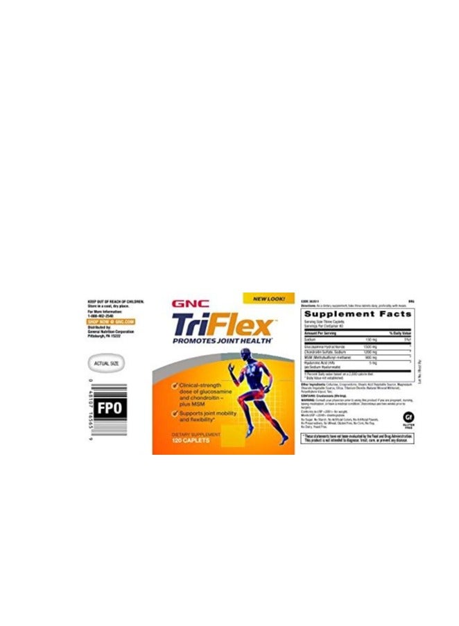 GNC TriFlex Targeted Joint, Bone & Cartilage Health Supplement with Glucosamine Chondroitin & MSM 120 Caps 40 Servings - Image 3