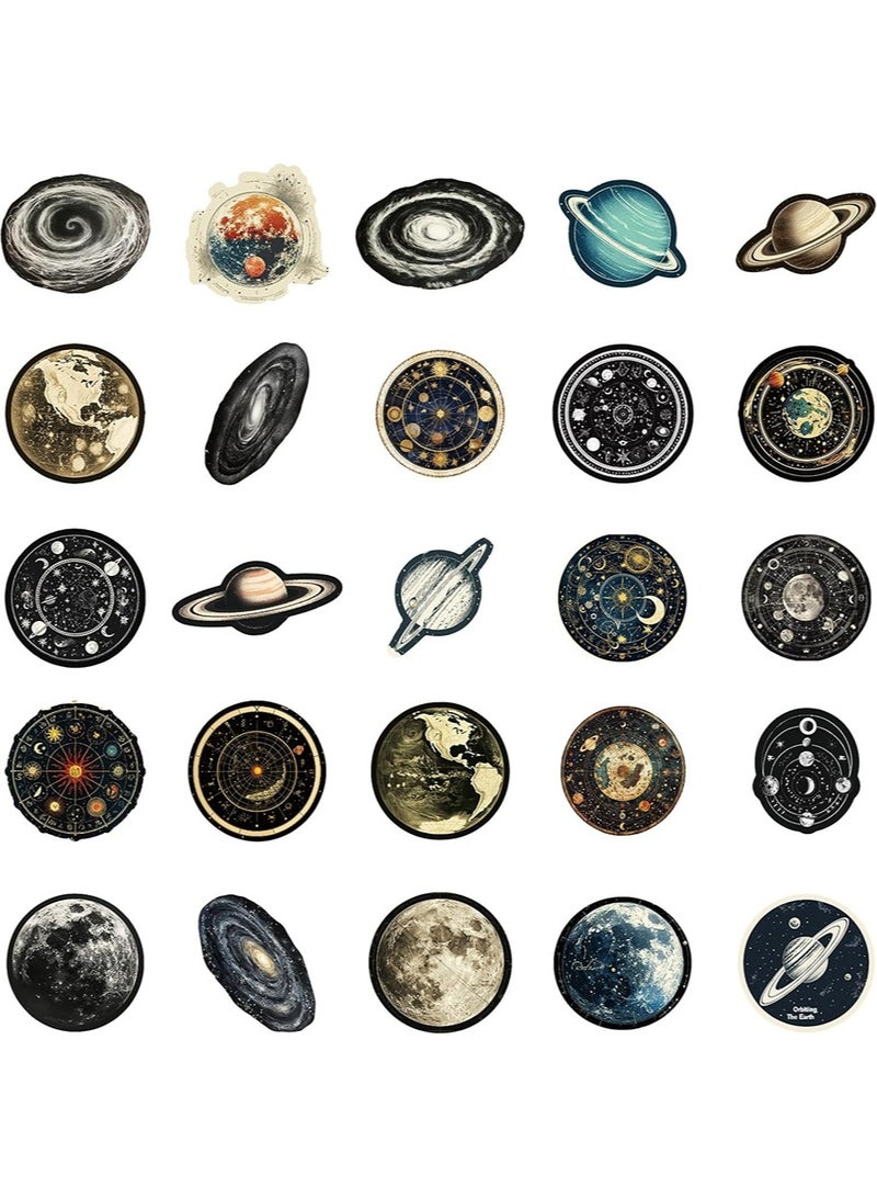 YALONG مجموعة من 50 قطعة من ملصقات السماوية، ملصقات كوكب القمر والفضاء وعلم الفلك لدفتر القصاصات والمجلات والمستلزمات والمخططات والحقائب المحمولة والديكور المنزلي، ملصقات المجرة الكونية المقاومة للماء للطلاب والبالغين - Image 2