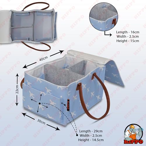 HIPPO Cute Diaper Caddy Bag with Lid Protection X-LARGE Size for Smart Mothers Baby Diaper Caddy Organizers, Nursery, Portable (BLUE-AEROPLANE) - Image 5