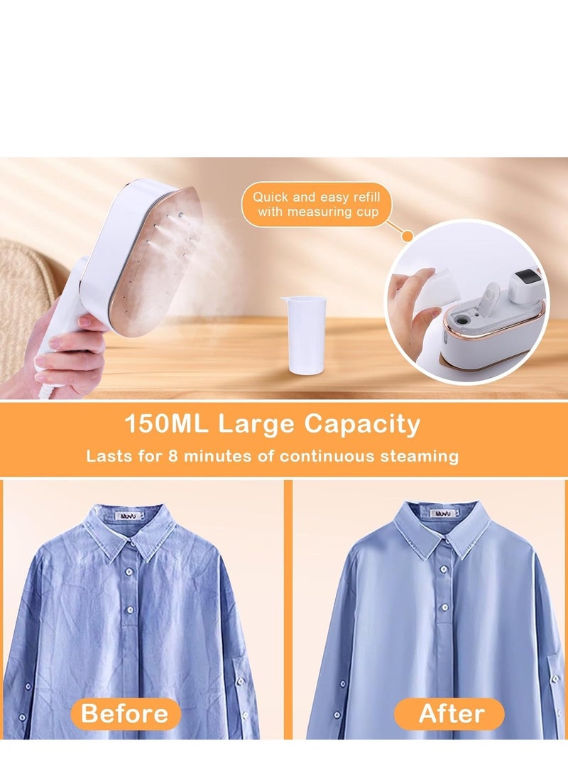 Vparty Travel Steamer Iron for Clothes - 1200W Handheld Size Portable Travel Steamer, 3 Steam Levels Clothes Steamer with LCD Screen, 10S Fast Heat-up Steamer for Dress Shirt Home Travel - Image 3