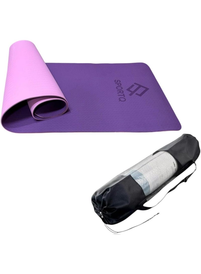 SportQ TPE Premium SportQ Non Slip Yoga Mat 6mm Thick – Light & Eco-Friendly Yoga Mat with Carrying Bag, Sweat & Water Resistant for Home Workout, Gym, Pilates, Yoga, Abdominal Workouts 183x61cm - Image 1