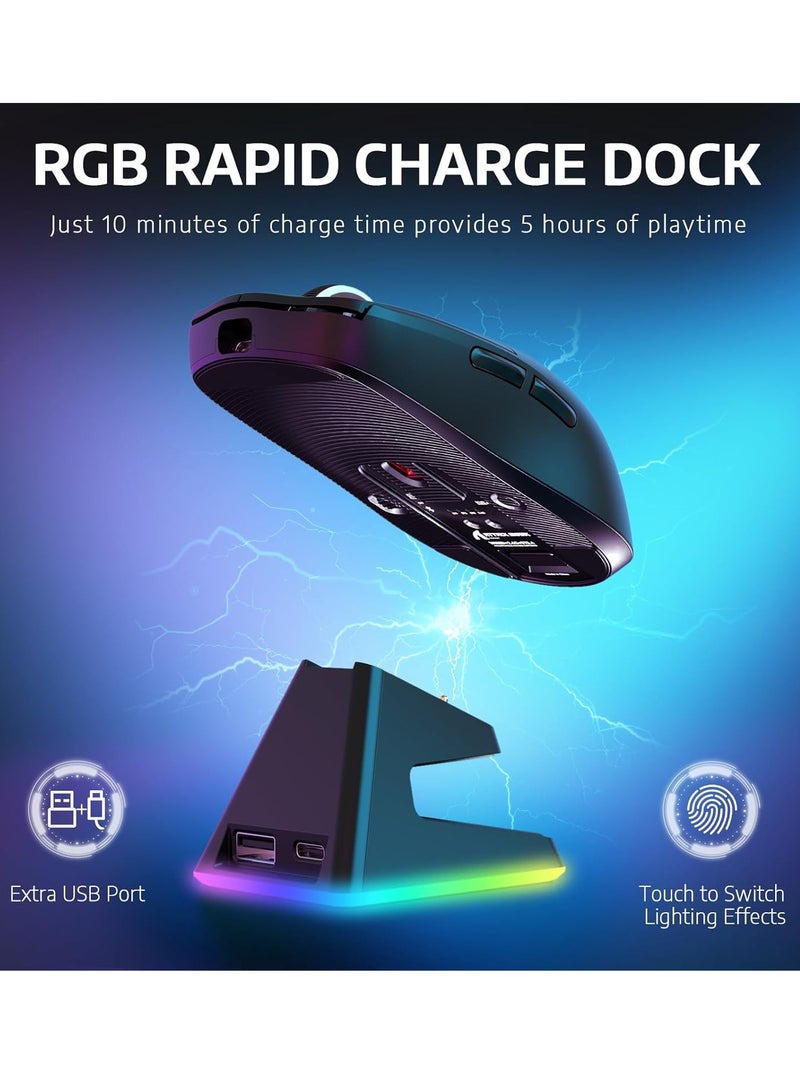 Attack Shark ماوس ألعاب لاسلكي خفيف الوزن X6 مع 3 أوضاع سلكية 2.4G BT5.2 حتى 26K DPI قاعدة شحن مغناطيسية RGB تعمل باللمس - Image 4
