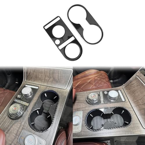 JUIVEEL ABS Central Gear Shift Panel Cover Center Console Gear Shift Panel Cover Water Cup Holder Cover Compatible with Genesis GV80 2025 [PE] Accessories (Carbon Fiber Style) - Image 1