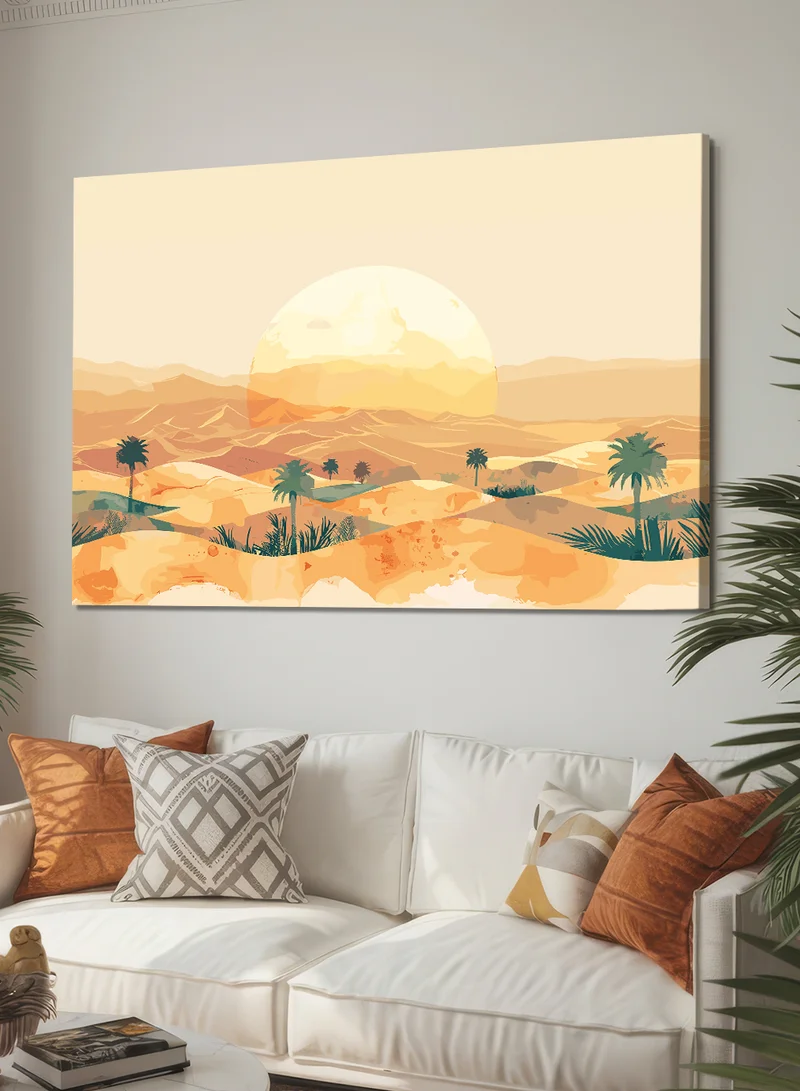 LOWHA Canvas Wall Art Stretched Over Wooden Frame with Landscape Design