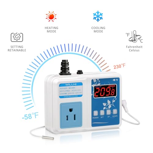 WILLHI WH1436A 10A Temperature Controller 110V Digital Thermostat Switch Sous Vide Controller NTC 10K Sensor Improved Version - Image 2